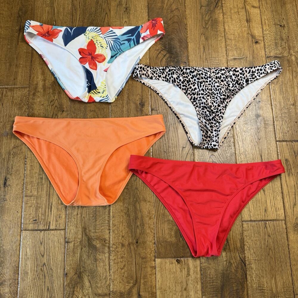 Lot of 4 Hollister Cheeky Swim Bottoms Womens Sz XL Cheetah, Floral, Red, Orange